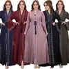 Etniska kläder Eid Party Marockan Abaya Öppna blixtlås Muslimska kvinnor Diamanter klänningar Turkiet Arabiska Robe Femme Dubai Kaftan Ramadan Islam