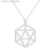 Pendant Necklaces Kinitial exquisite stainless steel Geometric Dice Necklace D20 Necklace Polyhedral Dice Charm jewelry Christma gift girlfriendL231218