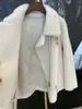 Manteau de fourrure à revers pour femmes, coupe ample, couleur unie, fermeture éclair, Design chaud et confortable, hiver 2023, 1128