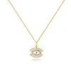 Hänge halsband 18k True Gold Plated Lucky Turkish Eye erbjuder handgjorda kubiska zirkoniumdekorativa emaljgrekiska onda charmsmycken