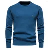 Men's Sweaters Cotton Autumn And Winter 2023 Retro High-quality Sweater Pure Color Pullover Basic Men