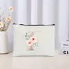 Cosmetic Bags Trend Design Gold Color Letter Flowers Makeup Bag For Women Gift Wedding Handbag Travel Toiletry Organizer Pencil Case