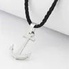 Runda mode IP noir acier inoxydable marin ancre pendentif collier pour hommes bijoux avec corde en Nylon 201013265C