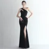 Satin fabric New Slim Fit Split Evening Dresses Single Shoulder Long Style Socialite Dinner Slimming Mermaid Bridal Prom Gowns