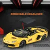 Auto elettrica RC 1/24 Lamborghini Aventador SVJ63 Modello in lega Giocattolo Fonde sotto pressione Fusione di metallo Suono e giocattoli luminosi per bambini Veicolo 231218