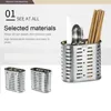 Kitchen Storage Spoon Stand Utensil Holder Flatware Drainer Modern Cutlery Forks Chopsticks Drying Rack Stainless Steel Mesh