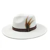 Berets Feather Accessory Bound Fedora Hat For Women Men Love Top Fashion Formal Wedding Cap Wide Brim Autumn Sombrero Mujer