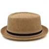 Baretten Heren Dames Klassiek Stro Pork Pie Hoeden Fedora Zonnehoeden Trilby Caps Zomer Boater Street Outdoor Reizen Feest Maat US 7 1/4 UK L