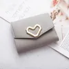 Cüzdan sadelik kısa pu kartı tutucu kişiselleştirilmiş aşk kalp küçük cüzdan minimalist şeftali kare üçlü debriyaj para çantası kadınları