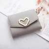 Portfele Prostota Krótka uchwyt na karty PU Spersonalizowane serce serce mały portfel minimalistyczny Peach Square Trifold Clutch Monety Tourse Kobiety