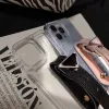 Luxury Fashion Acrylic Transparent fodral för iPhone 14 13 12 11 Pra Max Plus Pro Triangle Cover Pink Black Leather Belt Fun da 14