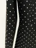 Женские брюки из двух предметов, черные брюки высокого качества, 2023, женский модный тонкий комплект, сексуальный пиджак с воротником-поло и длинными рукавами, бриллиантовый пиджак Bell Street