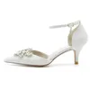 Dress Shoes Minishion Ladies Evening Low Heel Pointed Toe Bridal Bridesmaids Wedding Pumps JY054