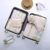 Kozmetik Çantalar Kılıflar 7 Parçalı Set Seyahat Çantası Organizatör Giysileri Seyahat Organizatör Battaniye Ayakkabıları Organizatörler Bag Bavul Pouch Paketleme Küpleri 231218