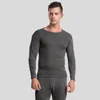 Sous-vêtement thermique pour hommes, ensemble 2 pièces avec rétention de chaleur, pyjama chaud doublé polaire, couche de Base à col rond, hiver