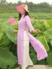 Ethnic Clothing 2023 Woman Aodai Vietnam Traditional Chiffon Ao Dai Dress Robe And Pants Improved Cheongsam