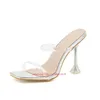 Pantoufles PVC Bande Étroite Clear Winebowl Talons Femmes Diapositives Sexy Peep Toe Sandias Parti Chaussures De Mariage Femme Grande TAILLE 35-42 avec bateau gratuit