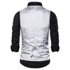 Gilets pour hommes Hommes Polyester Costume Gilet Paillettes Sans manches Slim Fit Bow Set pour spectacle de scène Emcee Performance Col en V à poitrine unique