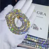 Ювелирные изделия в стиле хип-хоп, 6,5 мм, серебро 925 пробы, VVS, бриллиантовое ожерелье, цепочка, модная теннисная цепочка с муассанитом Iced Out