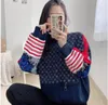 2024 Newvl Women's Luxury Sweaters Designer Autumn Printed Letter Pullover märke Kontrast Randtröja med dragkedja för flickor