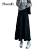Jupes Vintage gland tricoté jupe longue femmes élégant hiver chaud mi plissé jupe femme coréenne Simple lâche taille haute une ligne jupe 231218