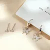 Hoop Earrings 925 Silver Needle Crystal Butterfly For Women Girls Party Wedding Jewelry Gifts Eh486