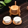 Tischsets, 6 Stück, runde Form, Bambus-Tassenablage für Glastassen, Tee, Kaffee, Becher, Flasche, Wasserhalter, natürliche Heimdekoration