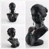 Boutique Bancone in resina nera Lady Figure Manichino Display Busto Stand Porta gioielli per orecchini pendenti con collana MX200810274t