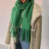 Lenços femininos xale grosso envolve cachecol de caxemira inverno quente cor sólida cobertor cachecóis longo borla hijab stoles foulard femme 231216