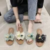 Slippers Women Female Summer Fairy Style All-match Lace Bow Net Red Fashion Outerwear One-word Sandals And
