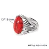 Cluster Ringe Vintage Naturstein Silber Farbe Cabochon Opal für Frauen Einstellbare Charm Ring Männer Modeschmuck Tribal Party