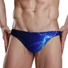 Slip de bain pour hommes, taille basse, maillot de bain, avec coussinet push-up, short sexy, boxer, maillot de bain pour hommes, imprimé éclair, L231218