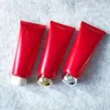 Storage Bottles 100g Red Plastic Tube Bottle Empty Soft Cream 100ml Squeeze Cosmetic Lotion Container Hand