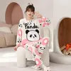 Vêtements de nuit pour femmes automne hiver pyjama coréen mignon dessin animé imprimé décontracté vêtements de maison ensemble filles tricoté Pijamas pyjamas de mode
