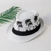 Beretten Palm Tree Sun Protection Korte Straw Hat Shadable Beach Men Summer Cap Haprinted Roll Up Sombrero Hombre