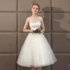 Graziosi abiti da sposa bianchi a linea 2024 nuovo cinturino in raso di tulle collo a cuore bottoni corsetto abiti da sposa tulle robe de marie abito da laurea per adolescenti abiti da festa di nozze