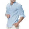 Chemises décontractées pour hommes Chemise d'homme Couleur unie Henley-Chemise Printemps Eté Lâche Demi-manches Coton Tunique Business Mâle Vêtements Quotidien Porter