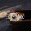 Rings Multi Rose Gold Ring for Men/women Natural 1 Carat Sapphire Diamond Jewelry Anillos De Bizuteria Anillos Gemstone Rings Box