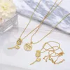 Pendant Necklaces Elegant Copper Crystal Tulip Necklace For Women Gold Dragonfly Fashion Rainbow Flower Couple Lover Jewelry Gifts234Z