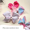 Hair Accessories Rainbow Gradient Bow Clip For Girls Webbing Fringe Fabric Fully Wrapped Barrettes Baby