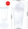 Canecas 6/4 / 2pcs Transparente Garrafa de água de dupla camada Café Leite DIY Smoothie Cup Drinkware Reutilizável Clear Tumbler Cup com tampa de palha 231218