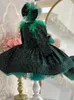Girl s Dresses Luxury and Elegant Girls Christmas Dress Walk Show Green Sequins Princess Fluffy Flower Wedding 231218