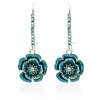 Dangle Earrings 2023 Fashion Romantic Enamel Cubic Zirconia Stone Rose Flower Earring