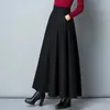 Pantalon hiver longue laine jupe plissée épais chaud femmes taille haute grande taille élastique Aline Maxi jupes vin rouge noir gris