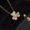 Collier punk pour femmes, matériau en or V, ne se décolore pas, ne change pas de couleur, fleur avec diamant, bijoux de mariage, cadeau PS34402967