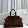 2024 Women's Designer Double the Bag Luxury Row Closure Detail Margaux Top Handles Belt Leather 15 Handbags Fashion Shoulder Bags