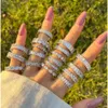 Sterling Sier Zircão Jóia Eternidade Banda de Diamante Anel de Casamento Anéis de ouro empilhável Rings Jóias Mulheres