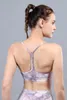 Yoga outfit flöde Y Back Tie Dye Stretch Seamless Gym Fitness Sportwear Naken Sports BH Push Up Crop Tops