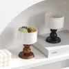 プレートクリエイティブセラミックハイレグレグレトロデザートアイスクリームゴブレット木製ハンドルティーフルーツソーサープディングカップキャンドルホルダー
