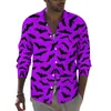 Chemises décontractées pour hommes Chemise de chauve-souris volante mignonne Automne Purple Bat Hommes Blouses rétro à manches longues Design Vêtements élégants Grande taille